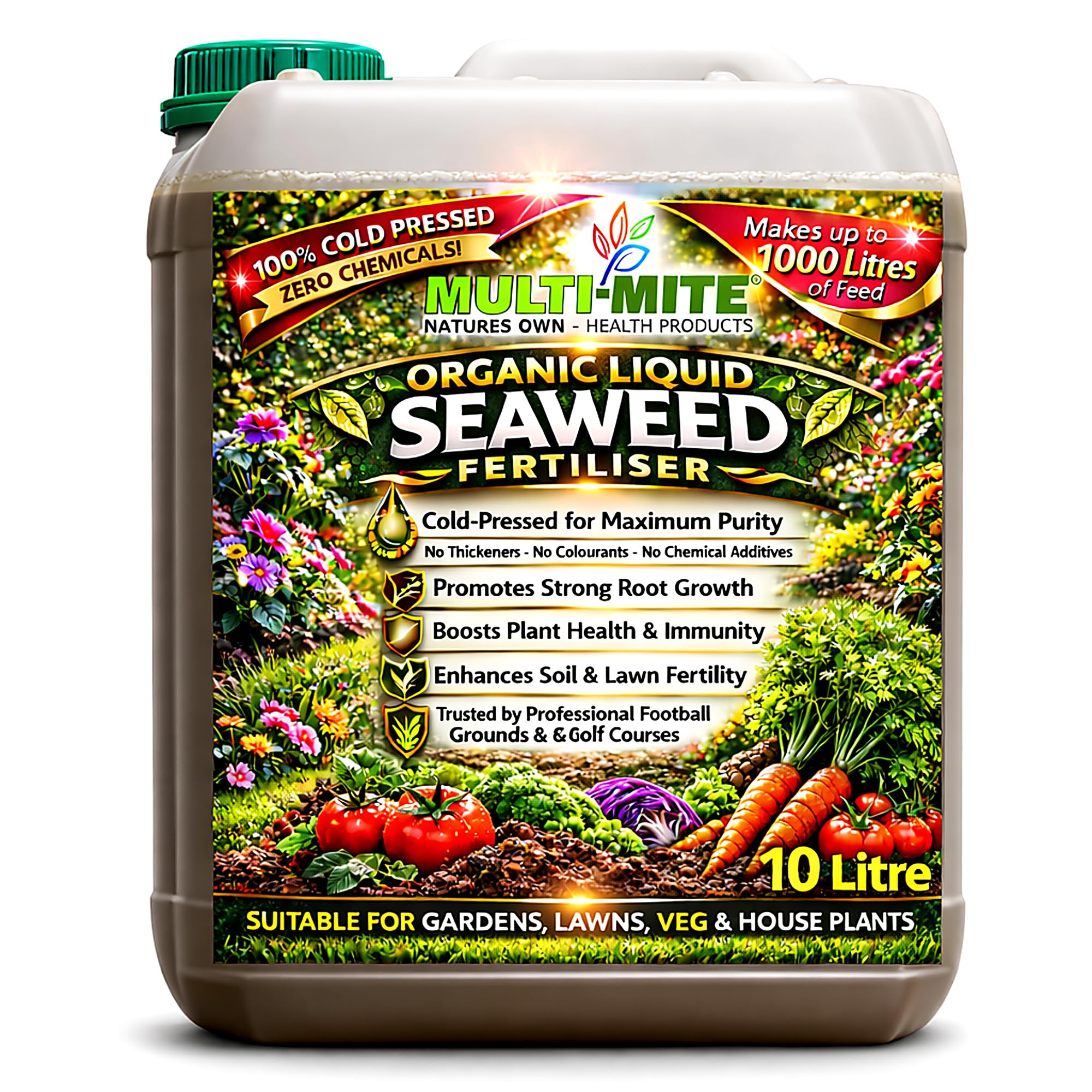 – Multi-Mite 10 Ltr Liquid Seaweed – 100% Natural & Organic Concentrate Cold Pressed Plant Feed & Soil Fertiliser, Trees Lawn Veg & House Plants Root or Foliar Feeding