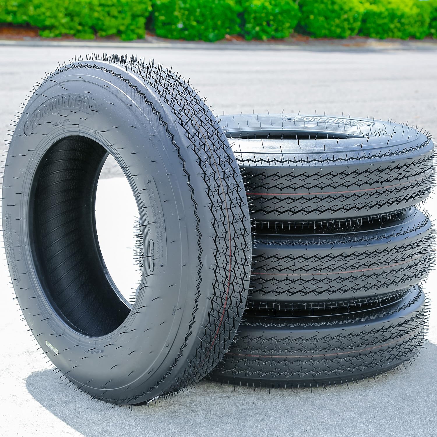 Forerunner QH502 Premium Boat Trailer Tire - ST5.70-8 5.70X8 Load Range C LRC 6-Ply BSW Black Side Wall, Set of 4