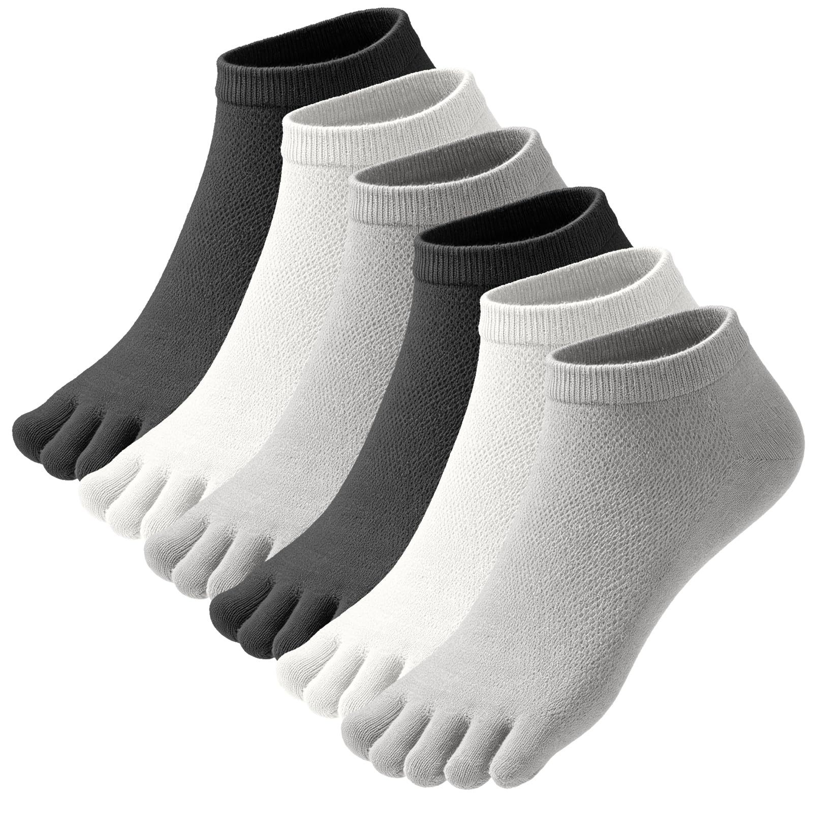 Soleeya 6 Pares Calcetines Dedos Running Hombre Talla 39-44, Transpirable Calcetines con Dedos Separados Tobilleros Cortos Deporte Hombre de Algodón para Correr Informal