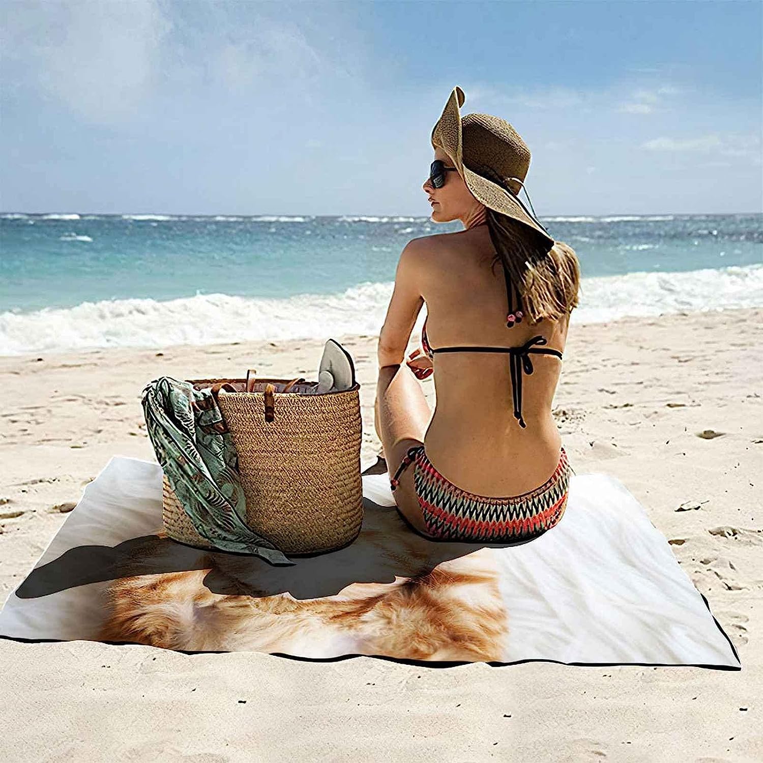 Mikrofaser Strandtuch - Gelbes Tierkätzchen XXL 200 X 200 cm Schnell Trocknendes, Weiches, Leichtes, Pflegeleicht, Kompaktes, Sandfreies Handtuch, Perfekt Für Strand Schwimmen -7H5H