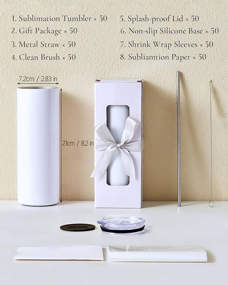 Amazon.com: UIRZOTN 50 Pack 20oz Sublimation Tumbler Blanks