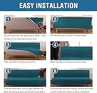 Vista 6 de H.VERSAILTEX Funda para Futón de Terciopelo Real Sin Brazos Fundas para Sofá Fundas para Sofá Cama Funda Elástica para Futón Sofá Funda Protectora