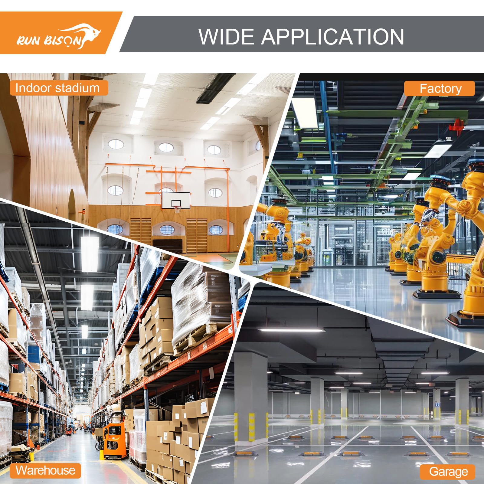 4FT LED High Bay Shop Light with Motion Sensor Remote Control Included 300W High Bay LED Lighting 40500LM — view 9