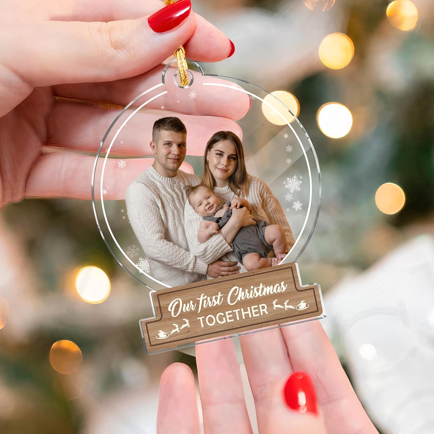 GOSSBY Personalized Custom Ornament Our first Christmas together Custom Best Friend Sister Ornament Photo for Women Girl, Personalized Name Friendship Sisters for Bestie BFF, Sister Ornament for Chris