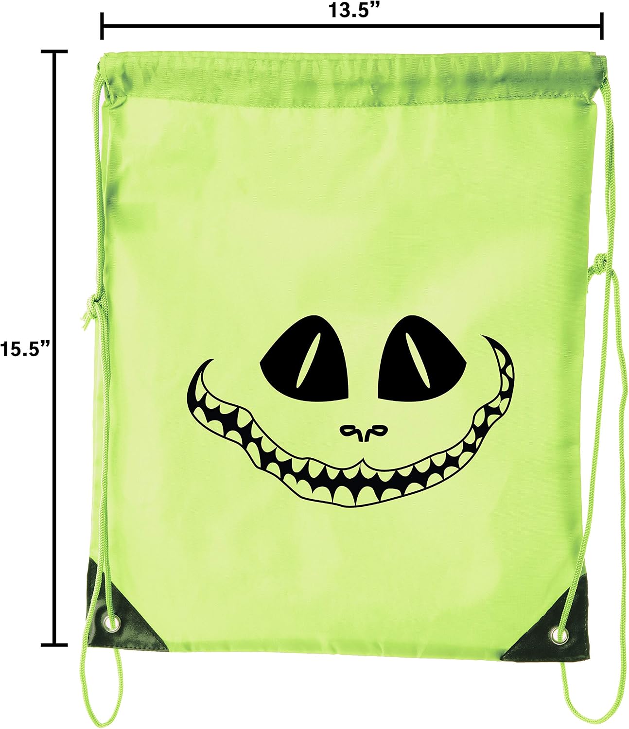 Spooky Grin Face Cinch Bag, Halloween Treat Bag for Candy, Funny Halloween Bags