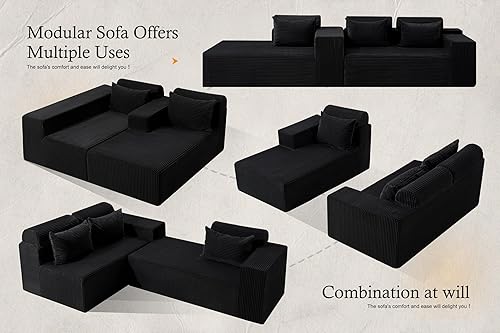 Miniatura 6 de HABUTWAY Sofás seccionales para sala de estar, sofá modular en forma de L de 105 pulgadas sin montaje, sofá modular con asiento profundo, juegos de