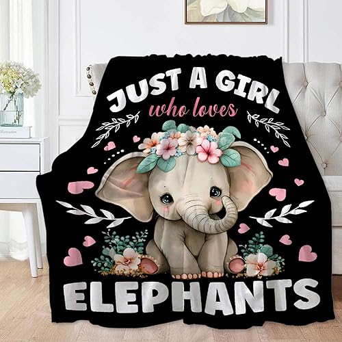 Manta de elefante, regalos de elefante para mujeres y niñas, manta de franela suave, acogedora y ligera para sofá y cama, tamaño XS, 40 x 30