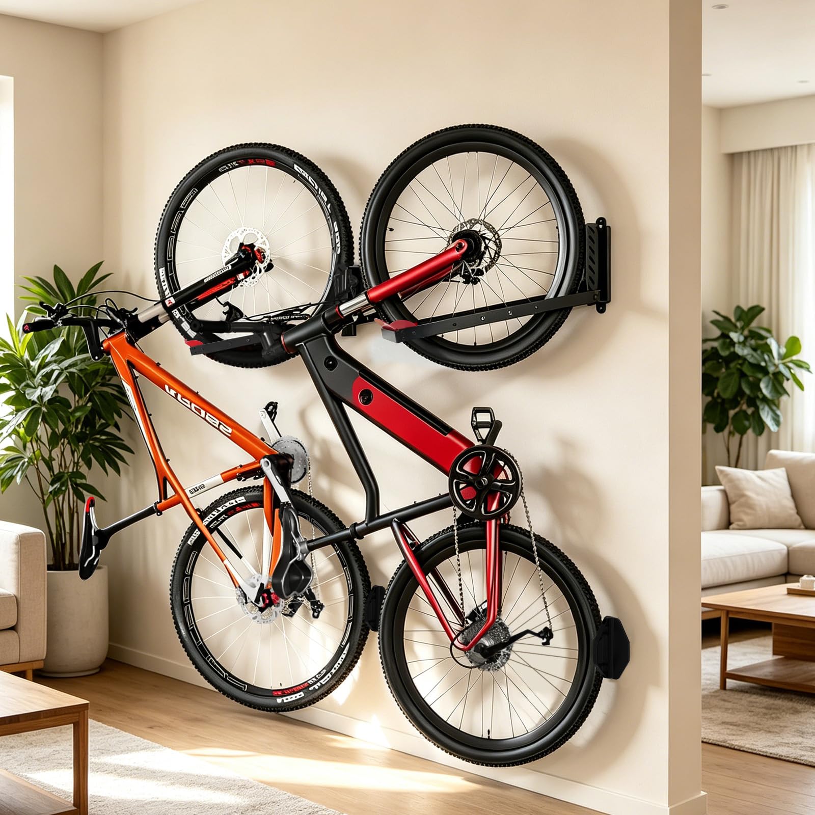 THMINS Soporte de pared giratorio para bicicleta con diseño de fácil carga, soporte para bicicletas de garaje que ahorra espacio, no requiere levantamiento pesado