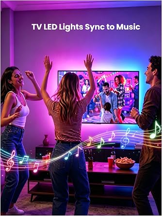TV LED Backlight,3M LED Lights for 32-43 Inch TV,RGB Strip Lights Music Sync Color Changing with Smart App Control Remote,LED TV Backlight,USB Powered Strip Lights for Gaming Room,Bedroom,Party [Energy Class F]