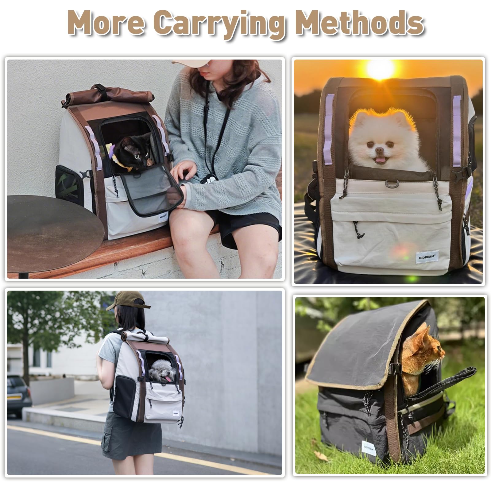 ETIAL Pet Carrier Backpack for Cats and Small Dogs, Bubble Backpack with Front Expandable Lounge, Airline Approved Comfortable Ventilated Travel Carrier for Pets Up to 18lbs (Light Grey) - image 6