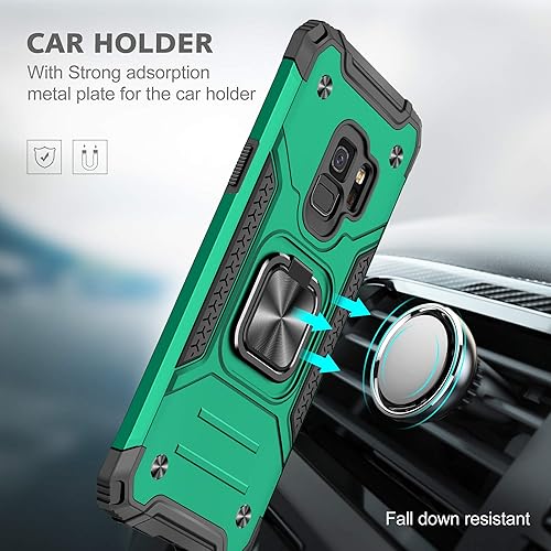 Miniatura 6 de YmhxcY Funda para Galaxy S9, funda para Samsung S9 con protector de pantalla curvado 3D, funda de grado armadura con soporte giratorio,