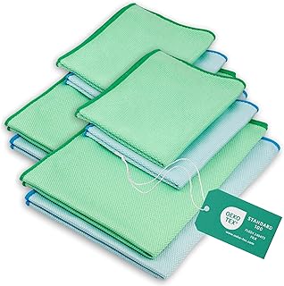 ELEXACLEAN Fenstertuch streifenfrei, Mikrofaser Scheibentuch (8 Stück, 60x40 cm & 40x30 cm) Oeko-TEX® Standard 100 - Glas ...