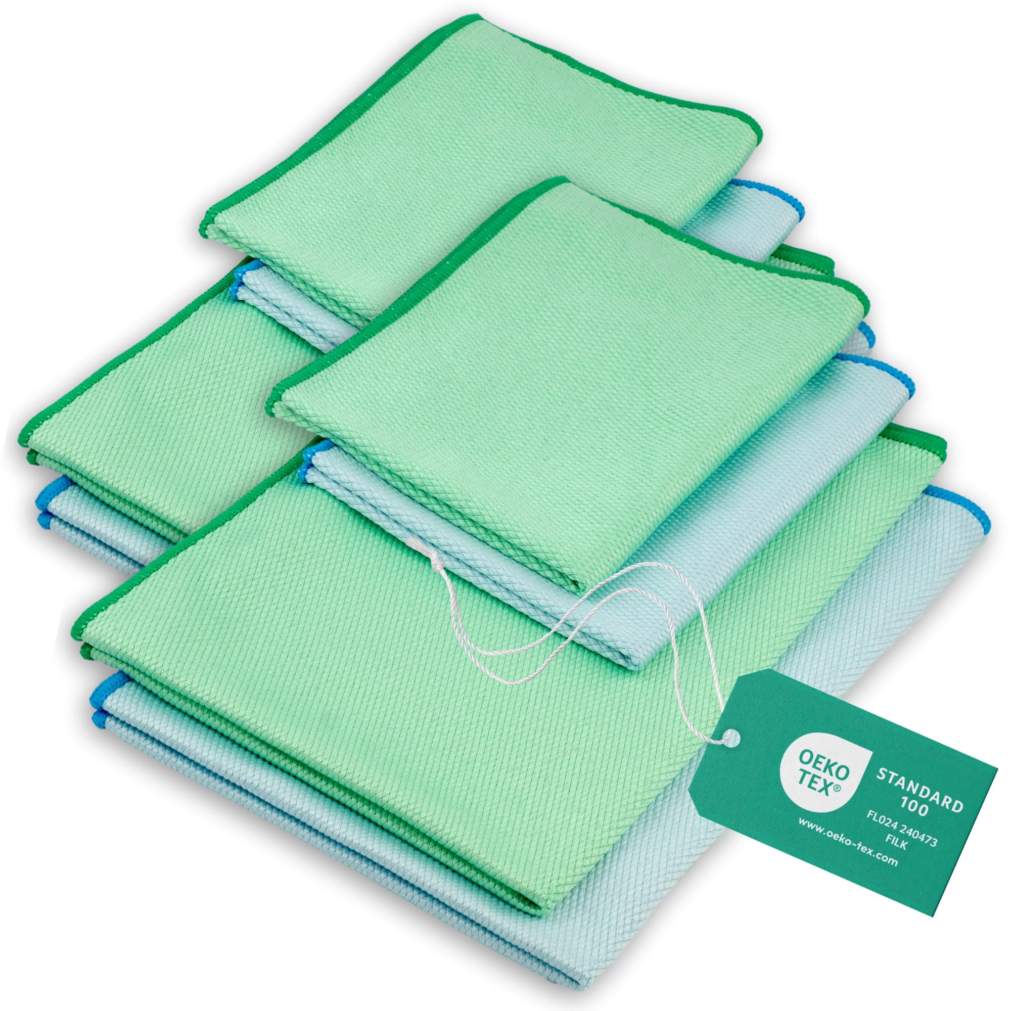 ELEXACLEAN Fenstertuch streifenfrei, Mikrofaser Scheibentuch (8 Stück, 60x40 cm & 40x30 cm) Oeko-TEX® Standard 100 - Glas Putztücher