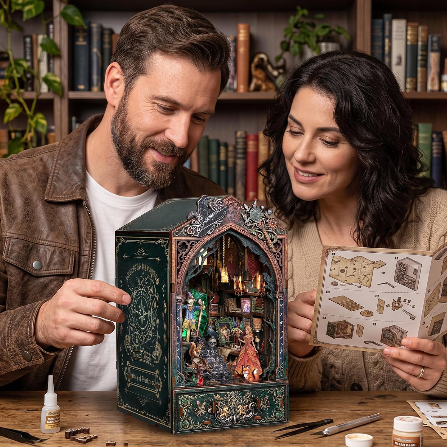 DIY Wooden Book Nook Kit - Witch of Darkness