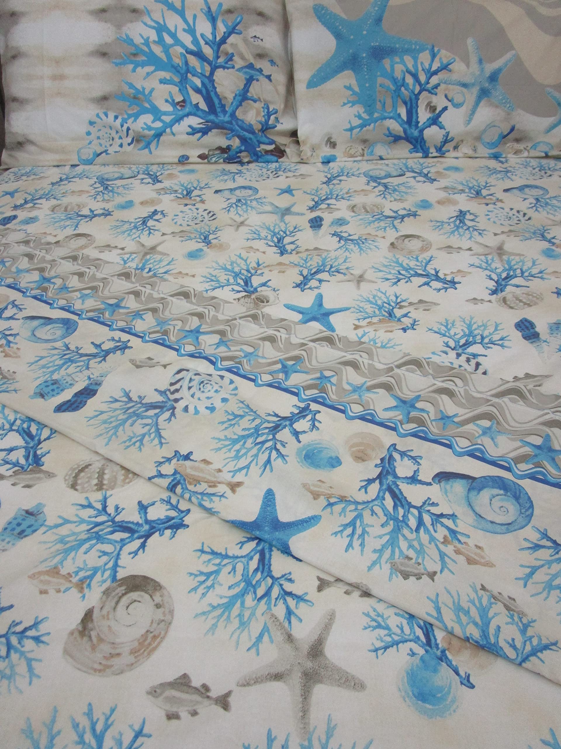 Completo Letto Fantasia CORALLO PESCI MARE In Stampa Digitale Matrimoniale-Singolo-Una piazza e Mezza 100% Cotone In Fibra Naturale ...!!!! (Matrimoniale)