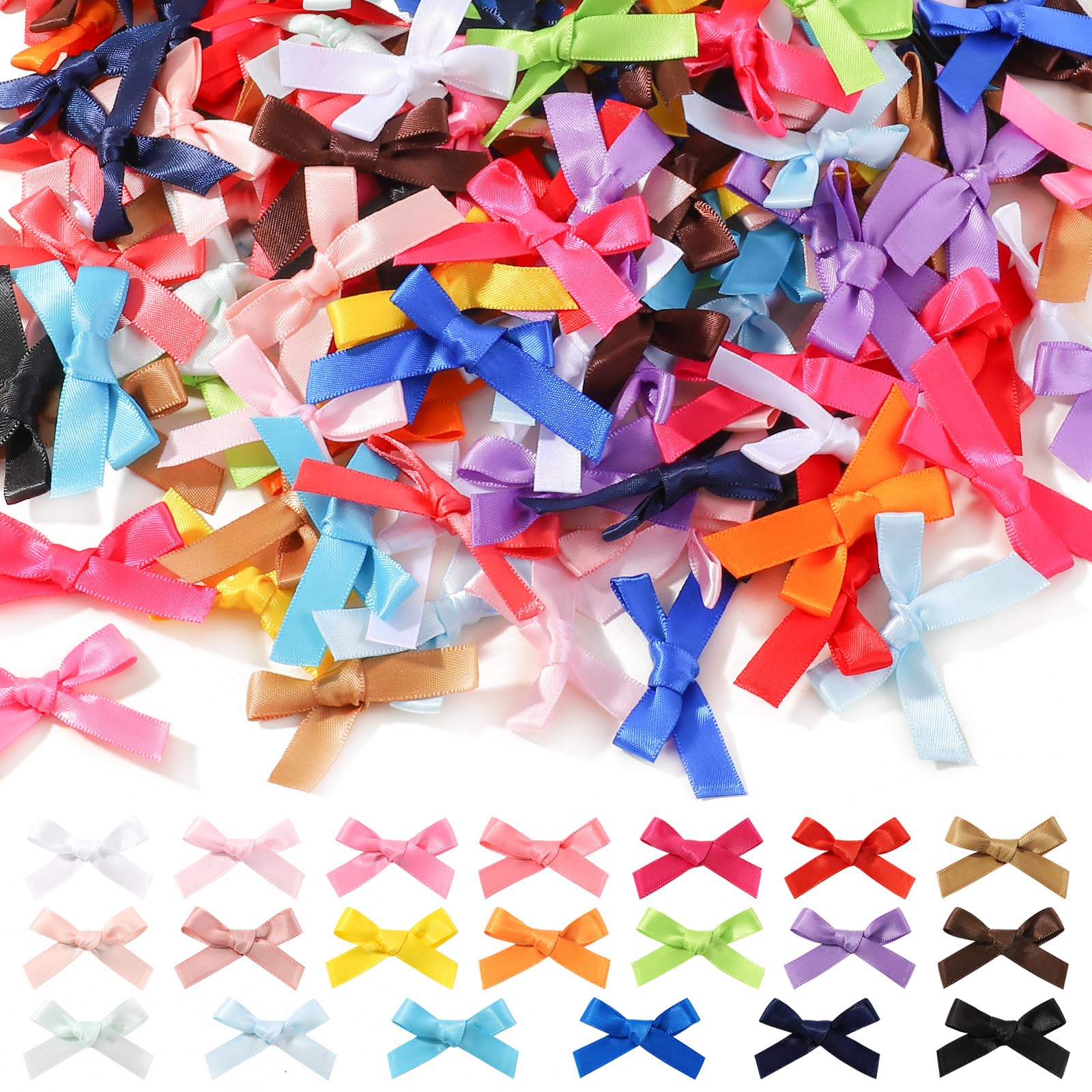 yoyokid 200PCS 1.77" Mini Satin Ribbon Bows DIY Crafts for Sewing Appliques Crafts Decoration Accessories Wedding Gift Box Ornament Scrapbooking,