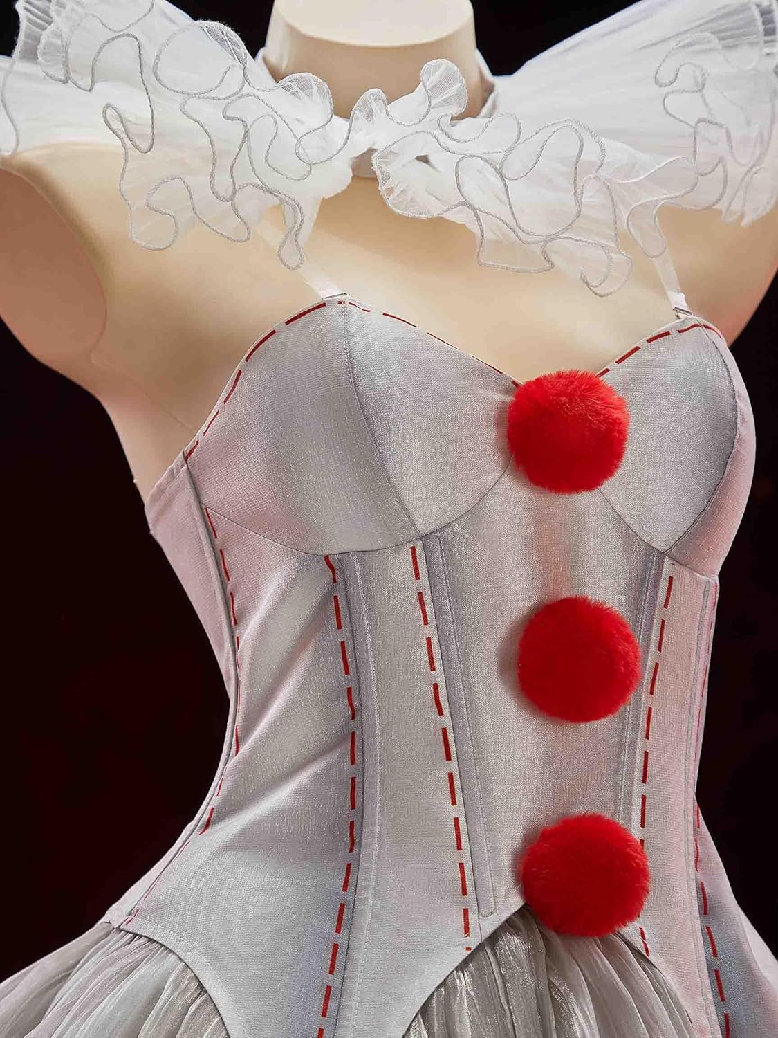 Mobbunny Women Movie Derivative Clown Cosplay Costume Sexy Lingerie Halloween Outfit Corset Top and Skirt