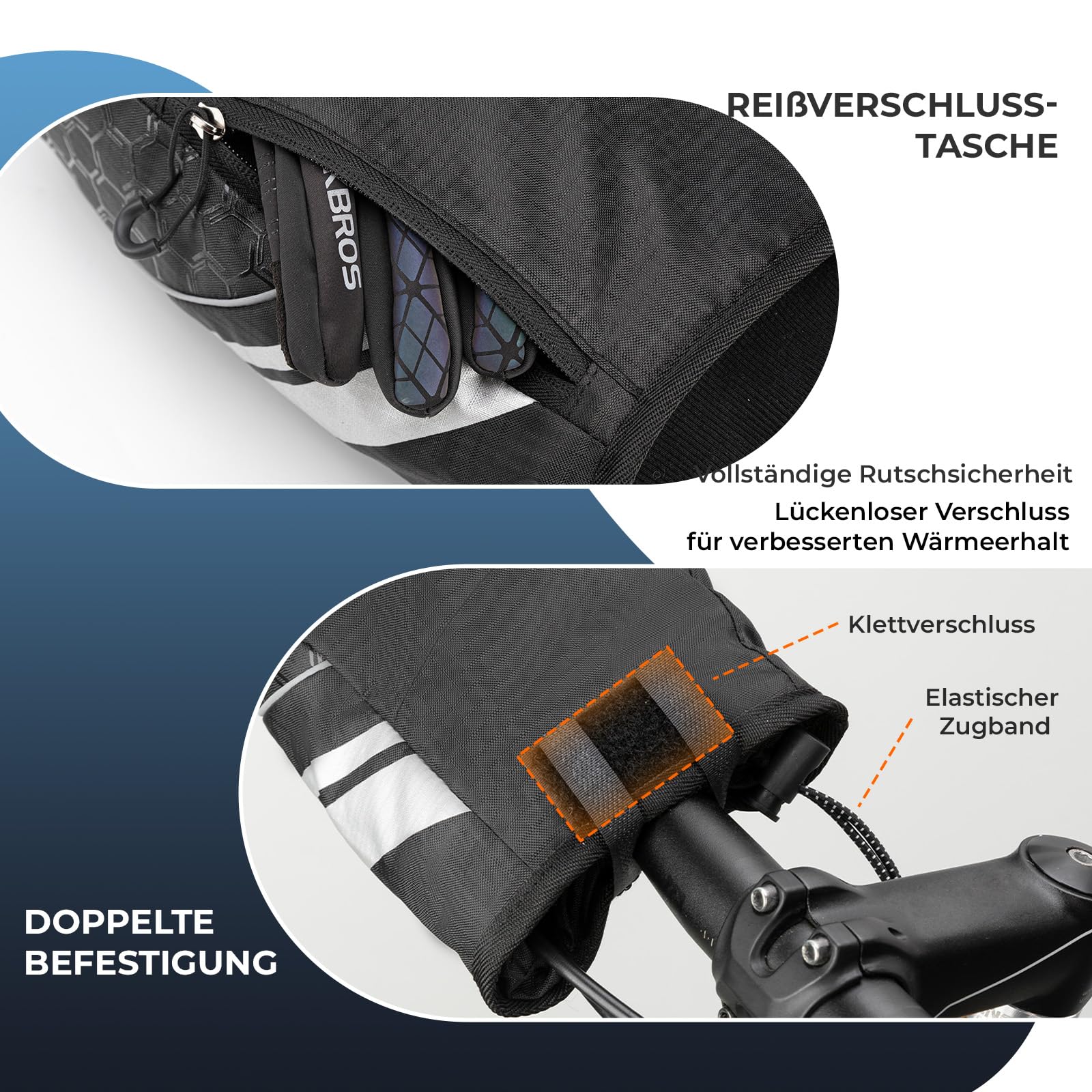ROCKBROS Lenkerstulpen Lenker Handschuhe für Fahrrad Motorrad Roller Scooter Gefüttert Winddicht Wasserabweisend Reflektierend