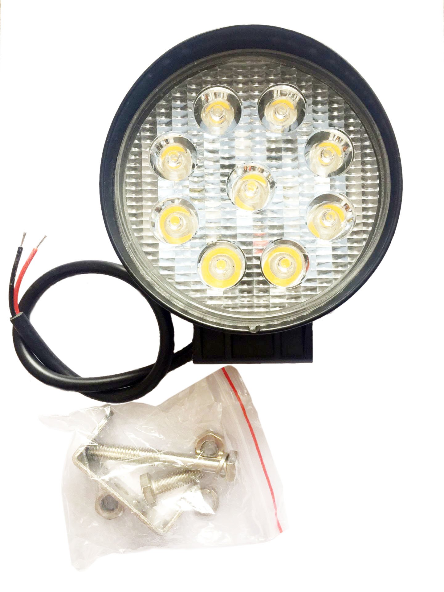 27W Yellow LED Spot Light Headlight Strip Round Work Light Lamp Off Road Waterproof Dustproof Shockproof for ATV Jeep Boat SUV car atvs Truck Driving Automotive Rigid Light