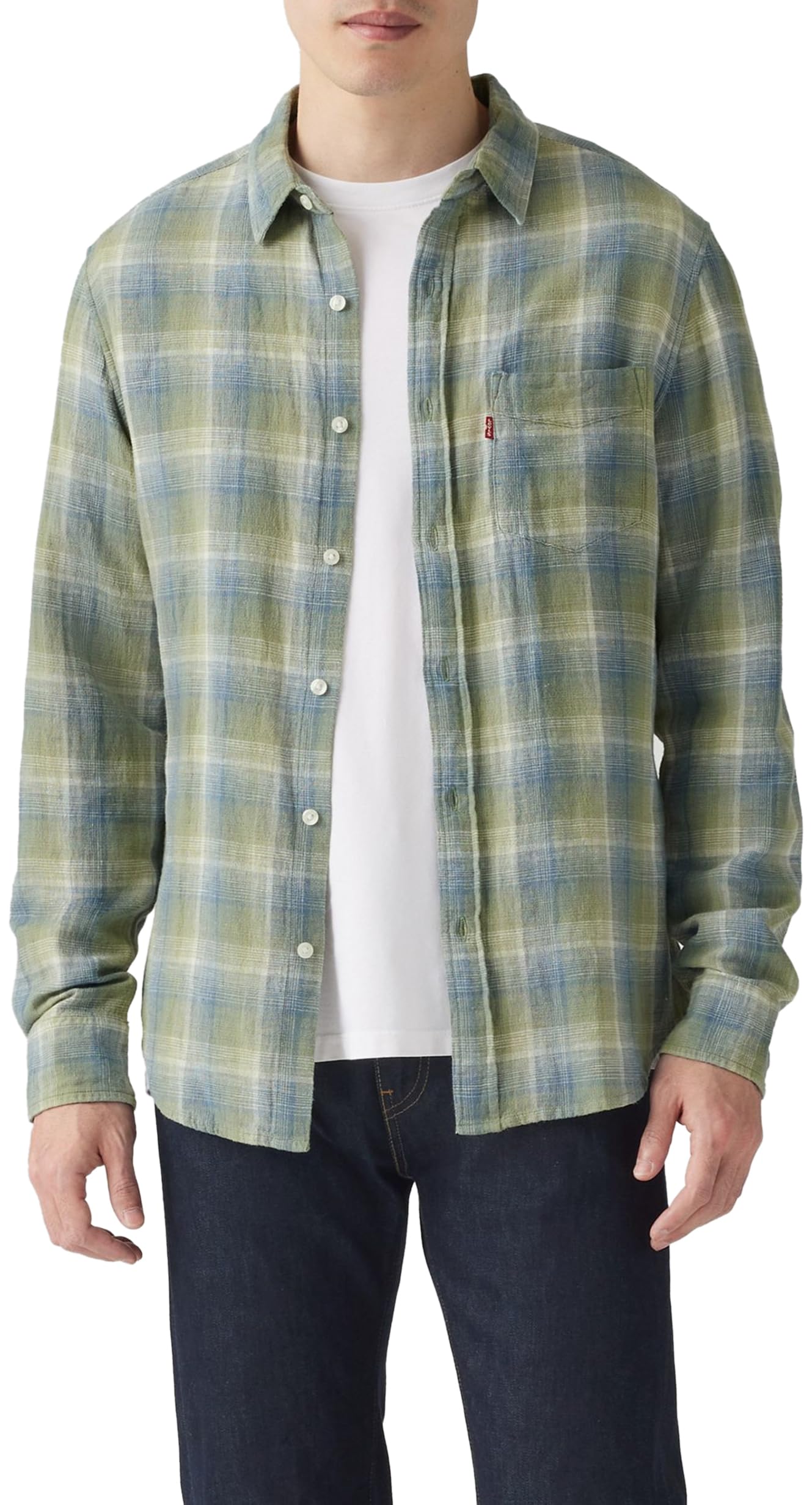 Levi's Men's Sunset 1-Pocket Standard Shirt, Nolan Plaid Sage, S