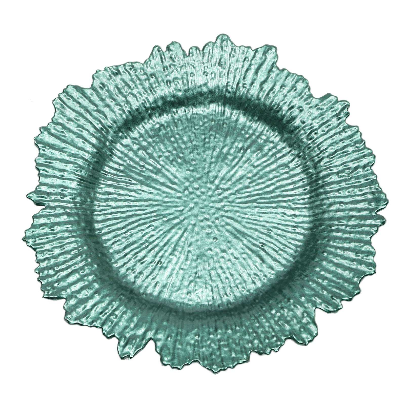 Zestaw 24 zielonych okrągłych talerzy z ładowarką, 33 cm, dekoracyjne talerze do serwowania na wesela, imprezy, wytłaczane tace na przekąski, elegancka dekoracja stołu obiadowego kuchni