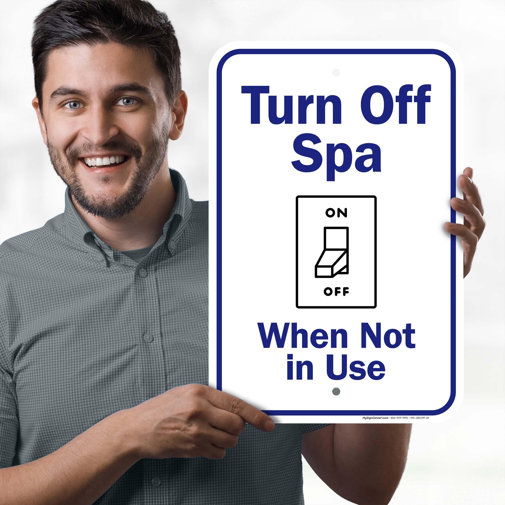 Turn Off Spa When Not In Use Sign, (MS-280199) 12x18 Inches, Rust Free .063 Aluminum, Fade Resistant, Made in USA by My Sign Center