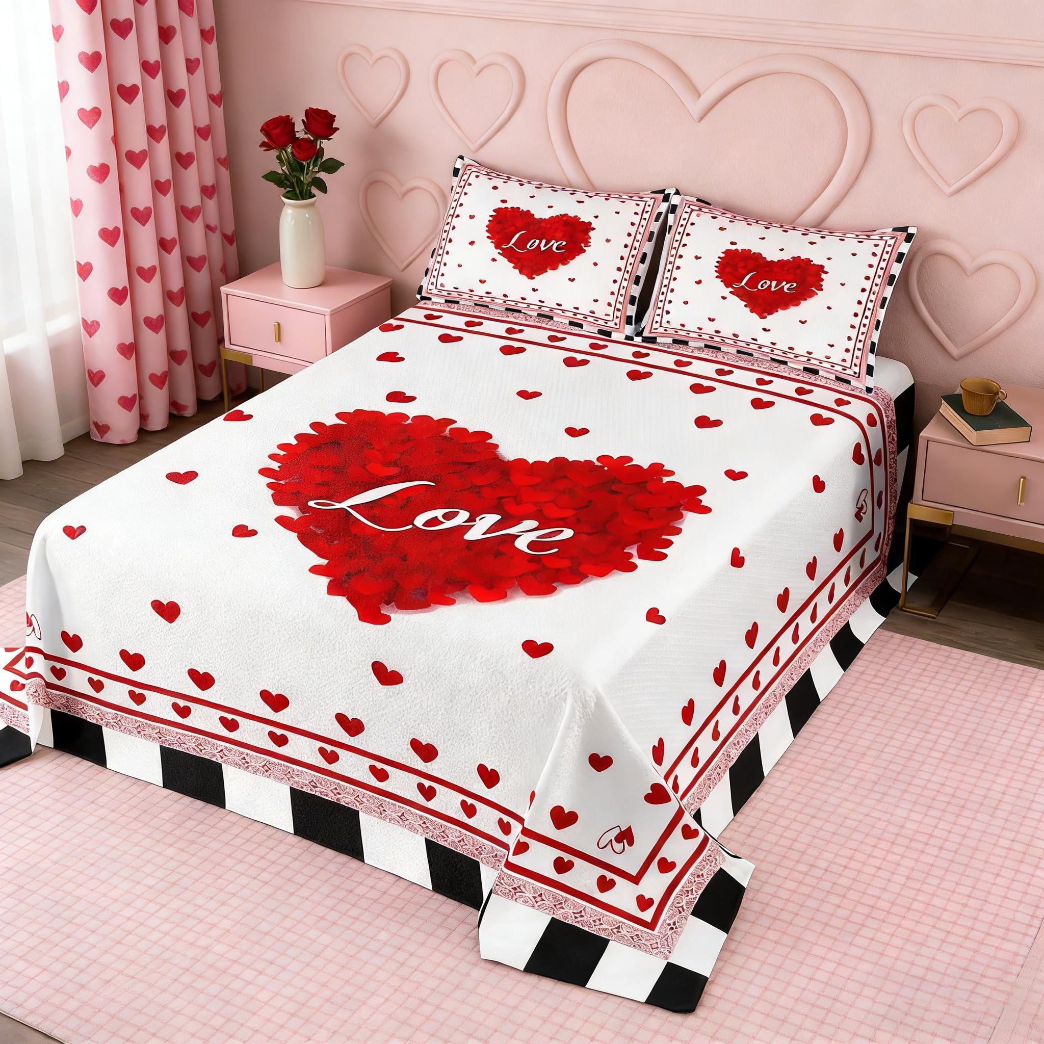 Couvre-lit matelassé Saint-Valentin et déco chambre adulte grand lit