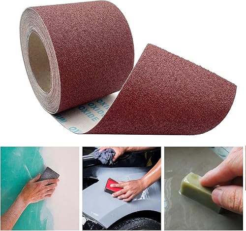 Miniatura 5 de Rollo de tela de esmeril de grano 60, 4.5 pulgadas de ancho y 32.8 pies de largo (igual a 14 hoja de papel de lija 71 piezas) rollos de papel de