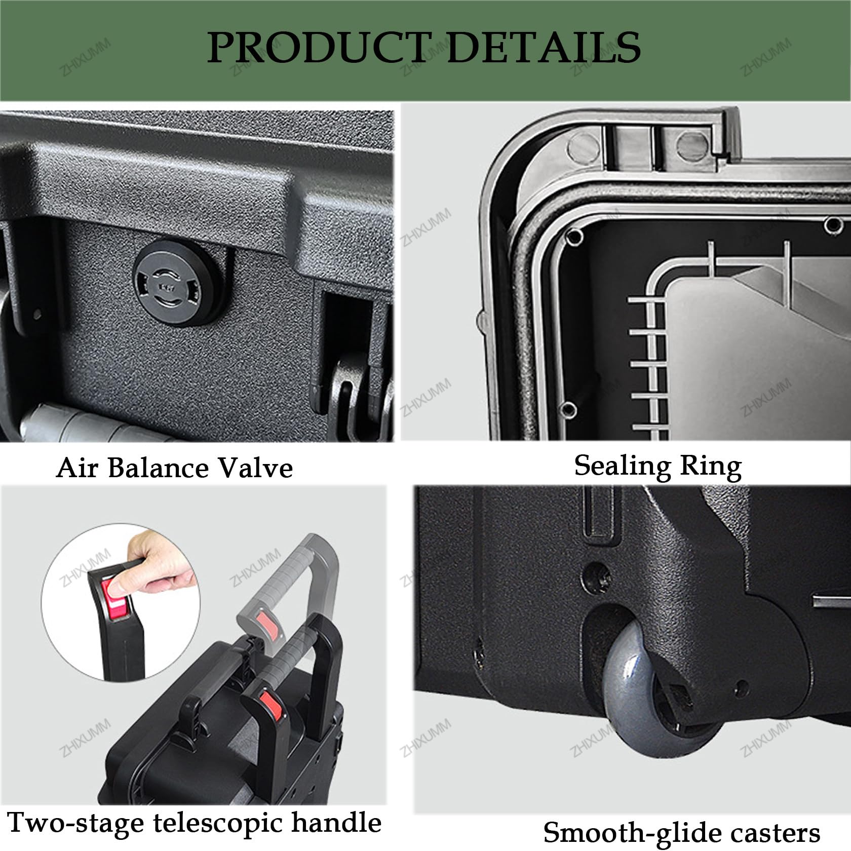 Mochila 2 en 1 con ruedas para cámara, funda de equipaje con asa y separadores antigolpes, funda rígida resistente a la intemperie, funda impermeable IP67 para cámaras, drones y equipo