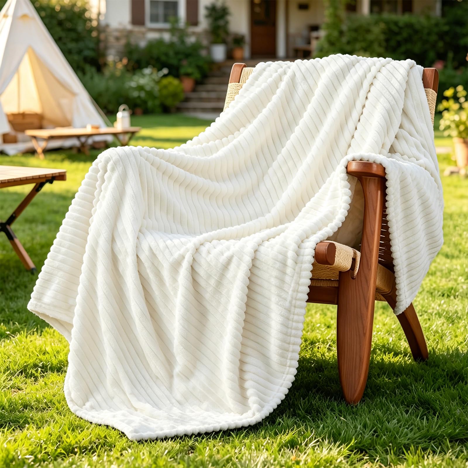 QOFLY Soft Kuscheldecke weiß 150x200 cm Geschenkverpackung Hochwertige, Flauschige Fleecedecke als Wohndecke, Tagesdecke oder Sofaüberwurf…