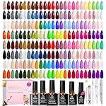 Beetles 110 PCS Gel Nail Polish Set, 100 Colors Infinite Inspiration Gift Spree All Season Red Brown Green Black Gel Polish with 5Pcs Base Top Coat Soak off UV Gel for Manicure Lovers DIY at Home