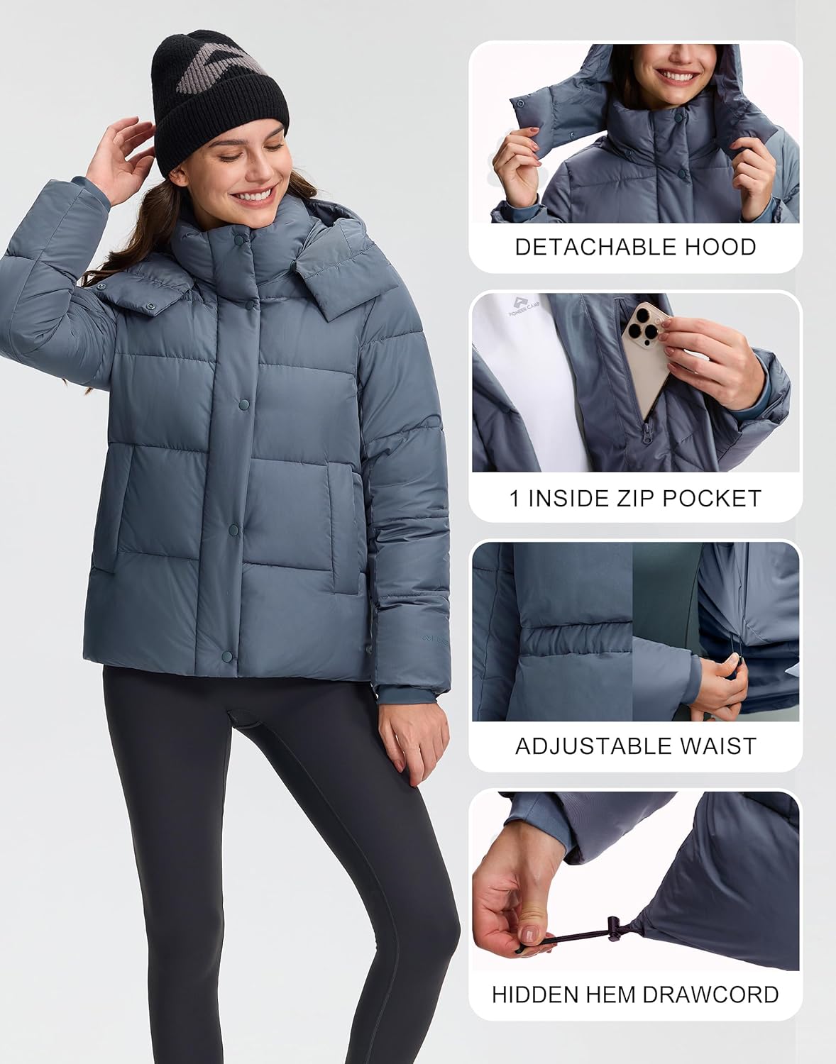 Pioneer Camp Women's Quilted Puffer Jacket, Warm Winter Coat Insulated Full Zip Hooded Jacket Pockets Outerwear Casual - Image 5