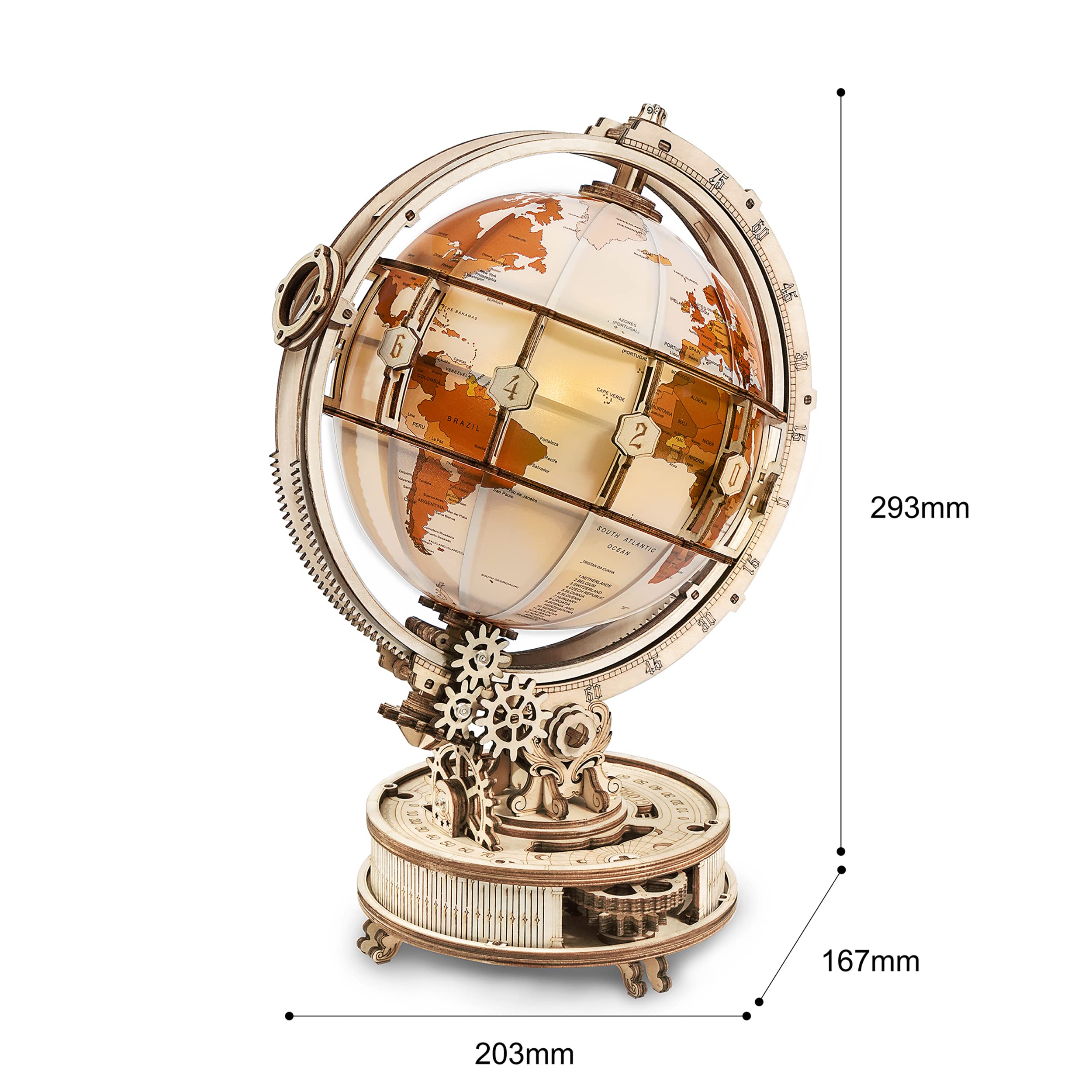 ROKR Globo Luminoso, Puzzle 3D Legno Rompicapo,Modellismo da Costruire Adulti (ST003)