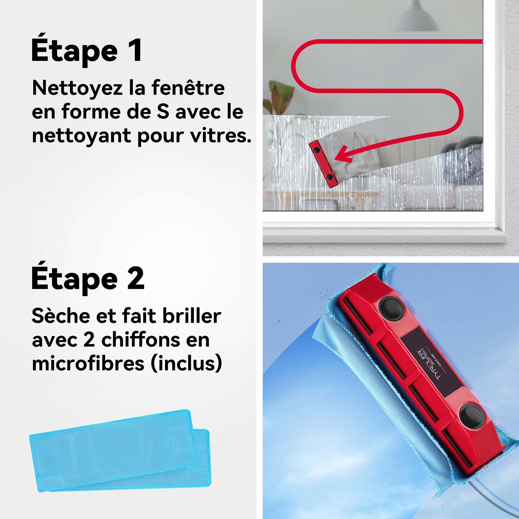 Tyroler The Glider S-1 Lave Vitre Magnétique | 2-8mm d'Épaisseur - Nettoyeur Vitre Magnétique pour Fenêtres | Lave Vitre Aimanté | Nettoyage Vitre Magnétique | Nettoyeur Vitre Aimanté