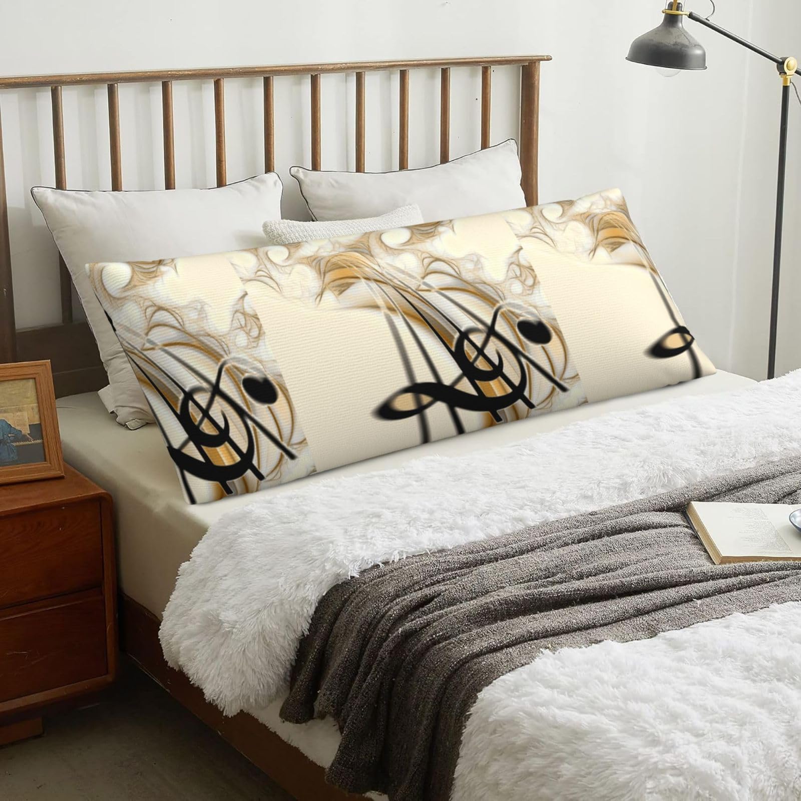 Music Note, Body Pillow Cover with Zipper,Long Body Pillowcase 20 x 60 in