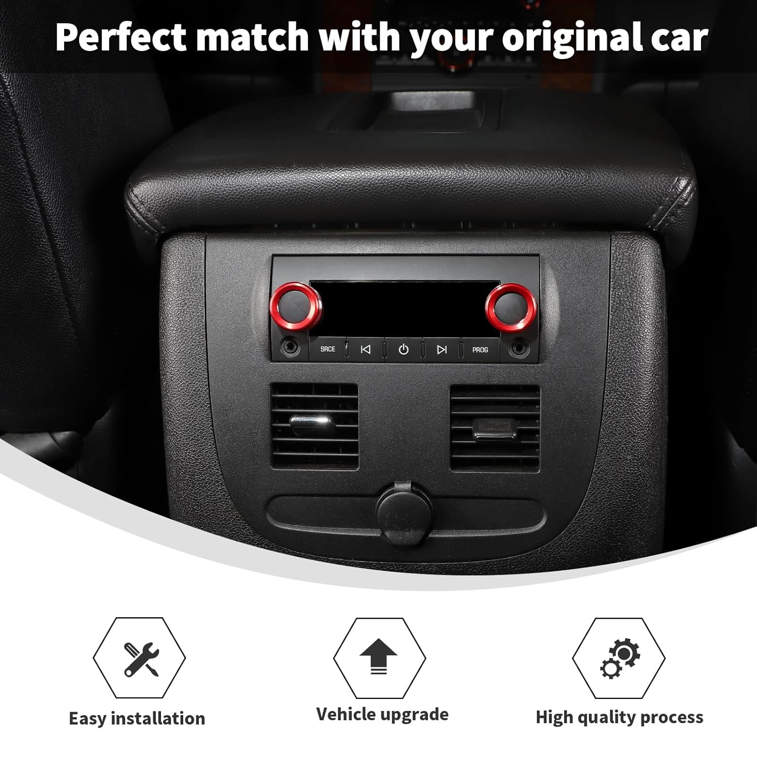 Linskip Dash Knob Covers for 2007-2013 Chevy Avalanche Silverado & GMC Sierra 1500 & 2007-2014 2500HD 3500HD Tahoe Suburban Yukon, Switch Knob Covers, Interior Accessories(Red)