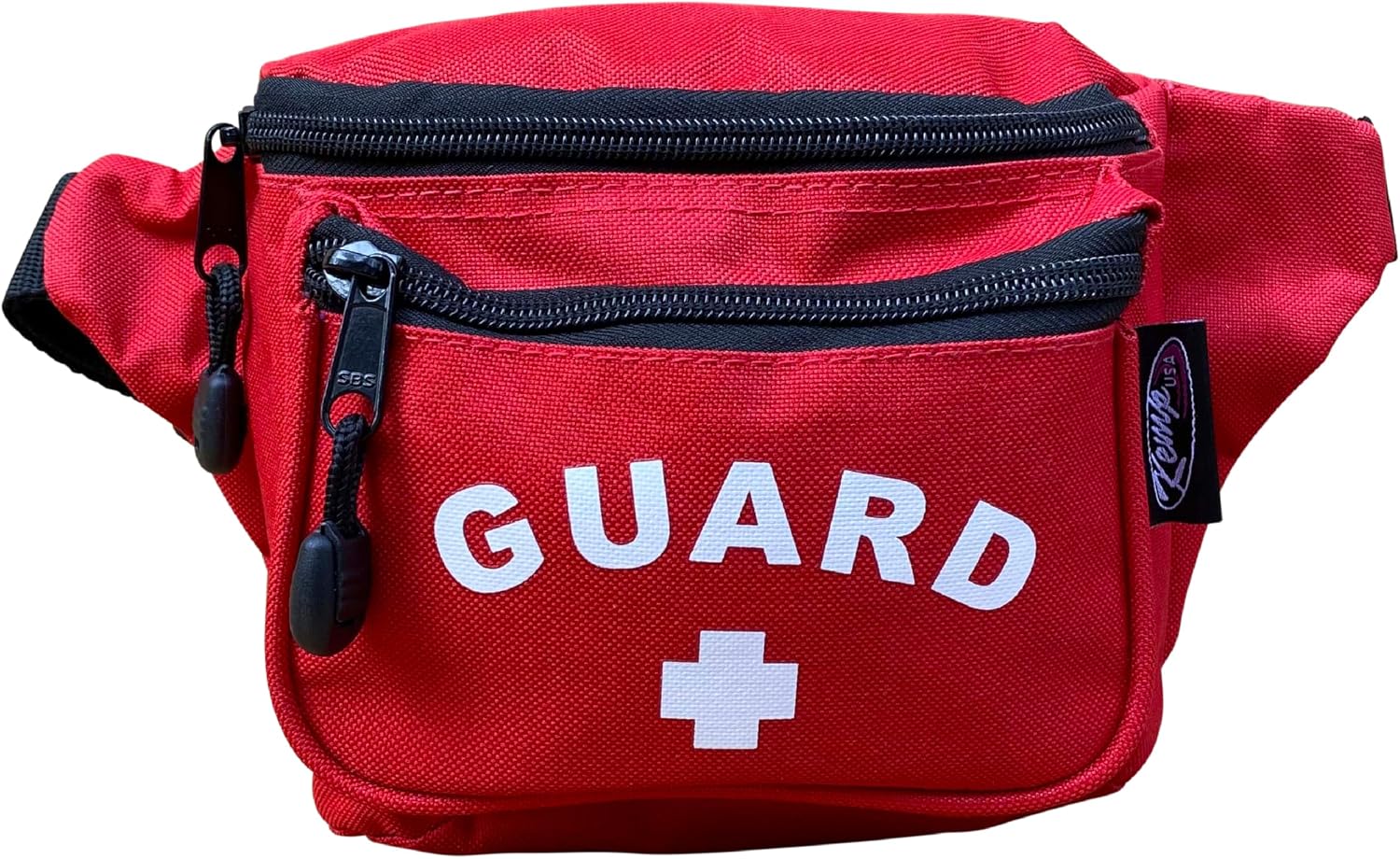 Kemp USA Lifeguard Fanny Pack Waist Hip Bag with GUARD Logo Red Water-Resistant Tactical Medical Storage Pouch for First Aid CPR Kit EMS Lifeguard Gear Organizer