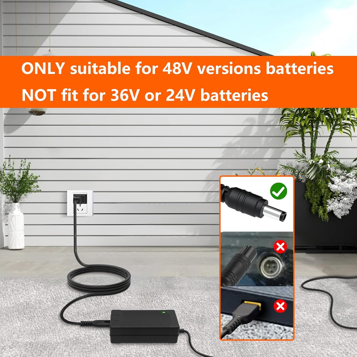 54.6V 2A Adapter for Lectric XP 2.0 3.0 Rad Power RadRunner RadRover Himiway Cruiser Aventon Ecotric Sondors Hiboy ViVi Jasion eb7 48V Lithium Battery Vacuum Cleaner Charger 5.5mm