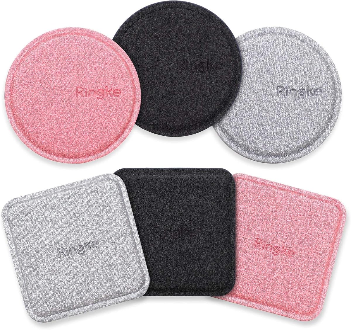 Ringke Magnetic Mount Replacement Metal Plate Kit (6 Pack, 3 Square and 3 Round) 3M Adhesive Pads & Mats for Magnetic Phone Car Mount Holder Cradle (Vent, CD, Windshield, Dashboard) – Assorted Colors
