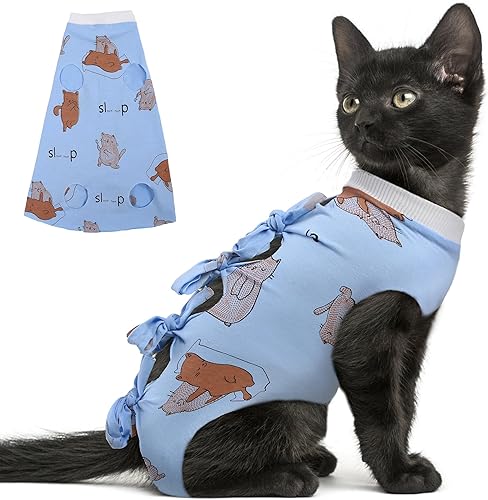 PUMYPOREITY Traje de recuperación para gatos después de la cirugía, mameluco de gato para gatos después de la cirugía, traje de recuperación