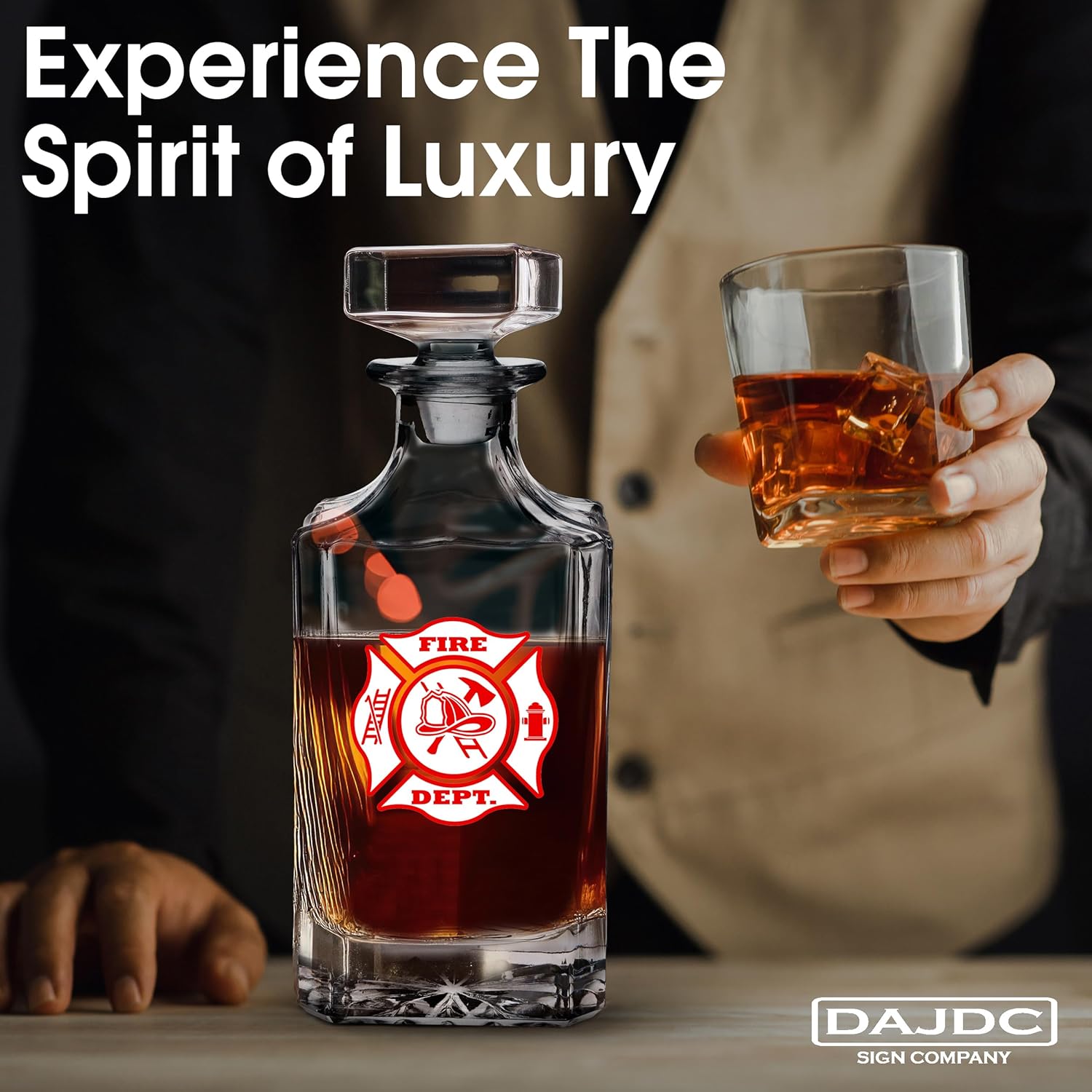 Firefighter Fire Departement USA Whiskey Decanter With Airtight Glass Stopper Custom Gift For FD - Image 5