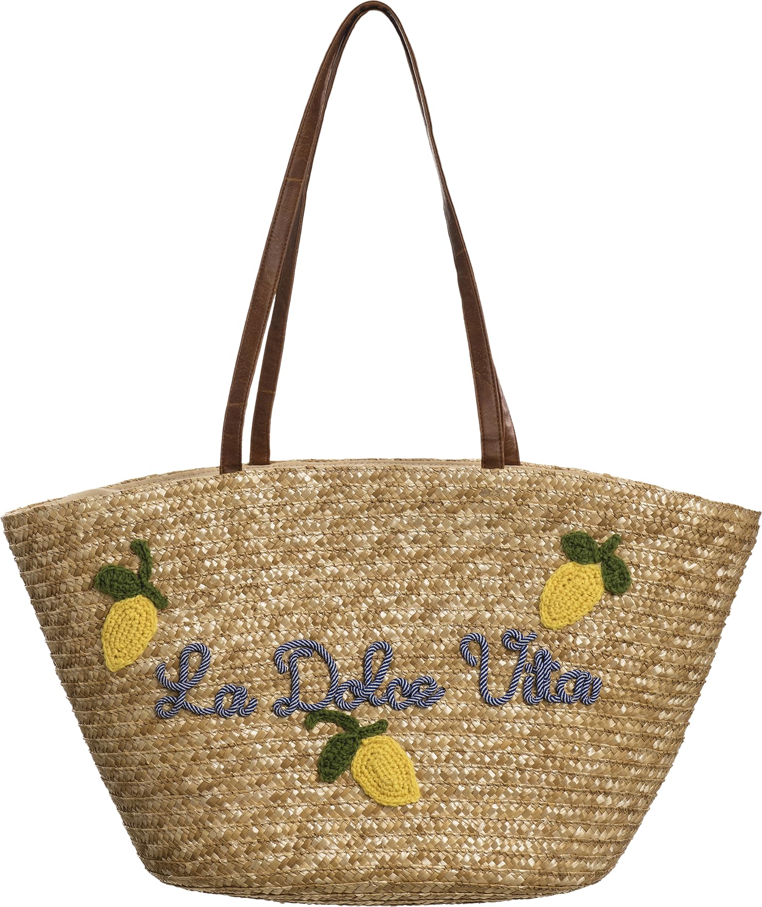 Panier de mer avec broderie citrons Divina Italian Design une création artisanale exclusive