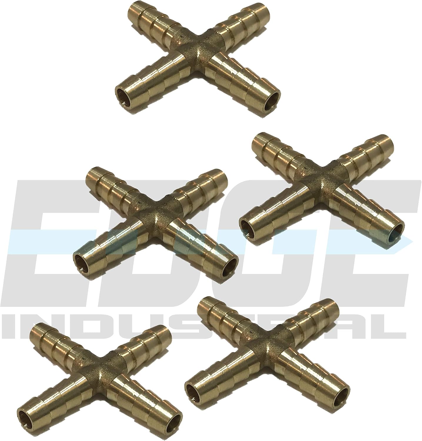 1/4" Hose ID Hose Barb Cross Intersection Fitting Fuel/AIR/Water/Oil/Gas/WOG (Qty 01)