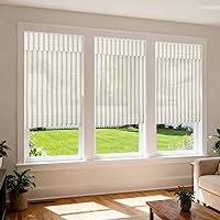 Vista 3 de LETAU Persianas romanas de madera sin cordón para ventana, persianas de bambú con filtro de luz para interiores, hogar, oficina, cocina, patrón 1