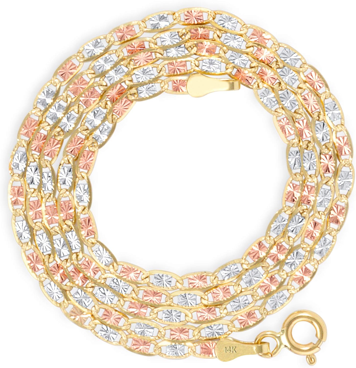 Nuragold 14k Real Yellow Rose White Gold Solid Valentino 2mm Anchor Link Chain Necklace (16"-24") Dainty Italian Jewelry for Women