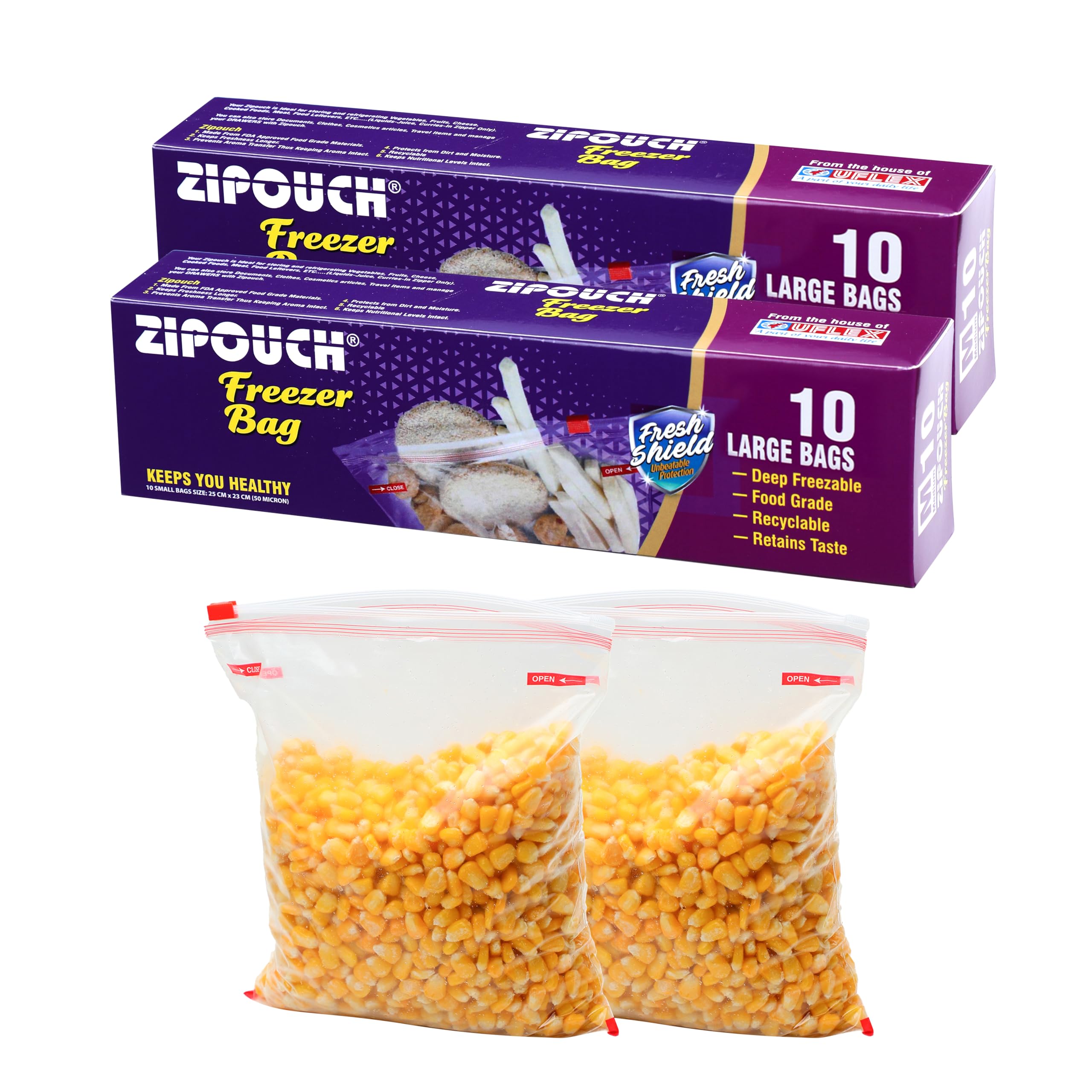 Zip Lock Bag with Slider | Large Pack of 2 (42×38 cm) | Ziplock Bags for Fridge & Freezer Storage | Zipper Pouch & Zip Lock Covers for Food, Vegetables & Kitchen | BPA-Free