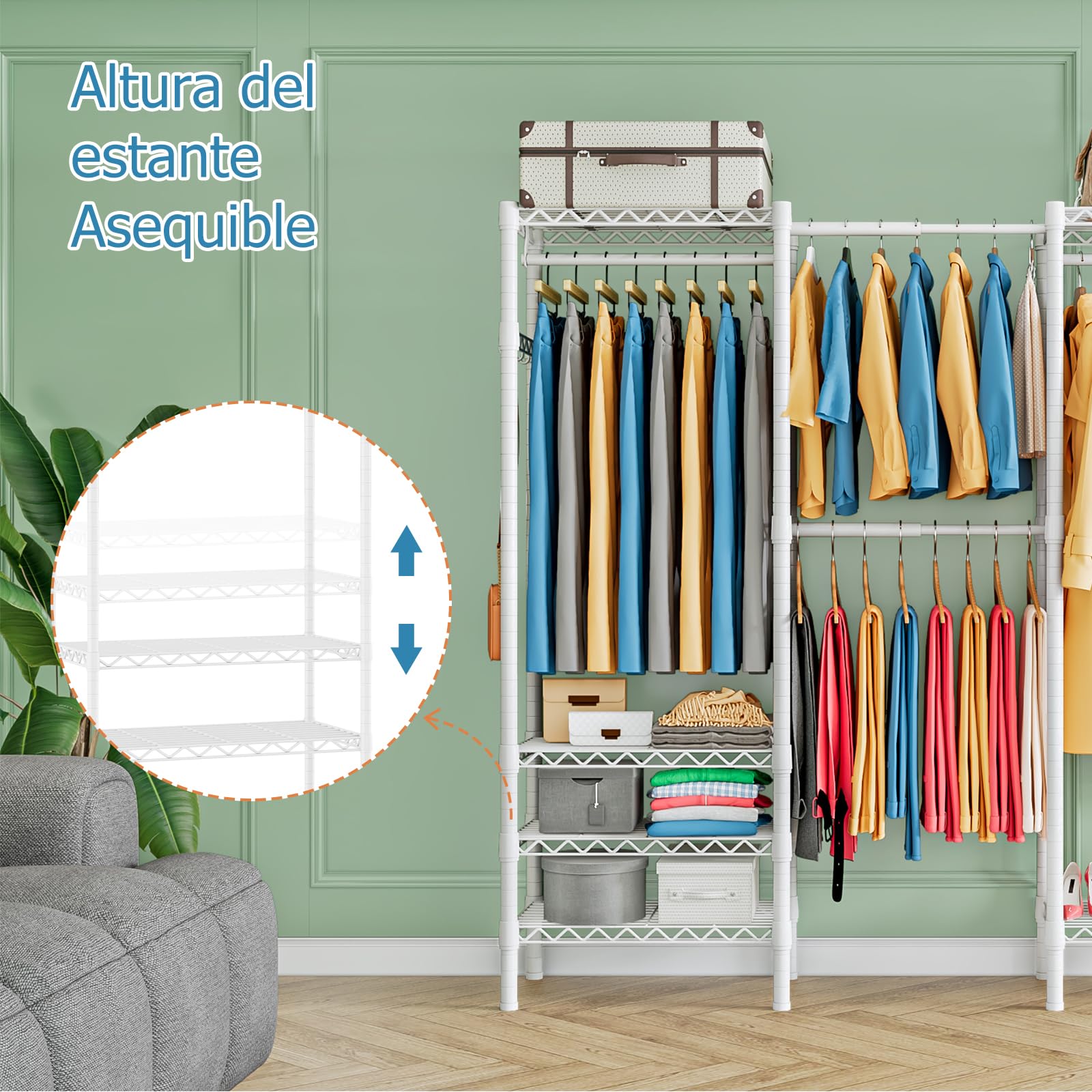 Burro ropa retráctil: perchero de metal ajustable de 6 niveles con 4 varillas para colgar - Fácil de montar para un estilo sin esfuerzo(Blanco)