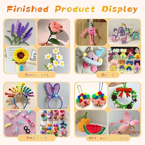 Vista 91 de 100 limpiapipas, limpiapipas para manualidades, creativos para hacer flores, tallos de chenilla, limpiadores de tuberías, flores, suministros