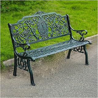 Banco de jardim ao ar livre, banco banco de parque ao ar livre com encosto banco de lazer do jardim ferro duplo cadeira de alumínio fundido esculpido banco de assento ao ar livre banco de jardim ao a