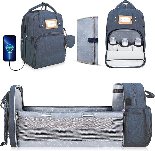 Nuliie Changing Bag Backpack, Large Baby Changing Bags with Changing Pad, Stroller Straps and Pacifier Holder, Waterproof Baby Bag for Mom and Dad Travel Camping, Newborn Essentials Gifts